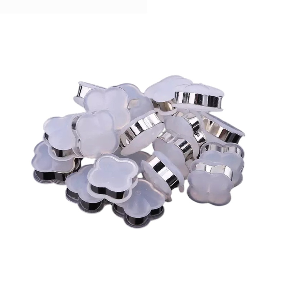 Silver Flower Silicone Earring Backs – Soft Hypoallergenic Replacement Stoppers